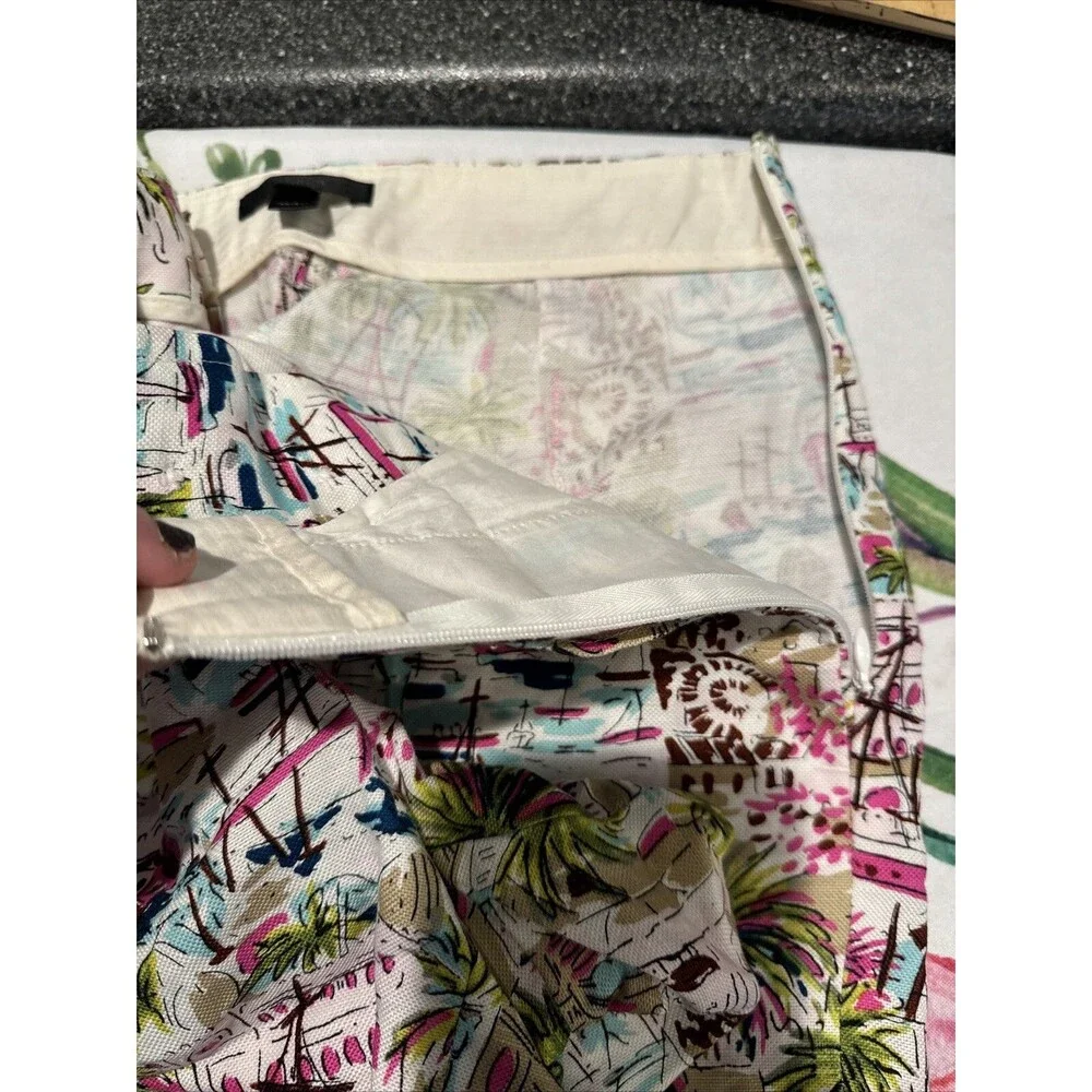 J. Crew Harbor Print Sailor Side Zip Linen Shorts Womens 02 Pre-owned Condition